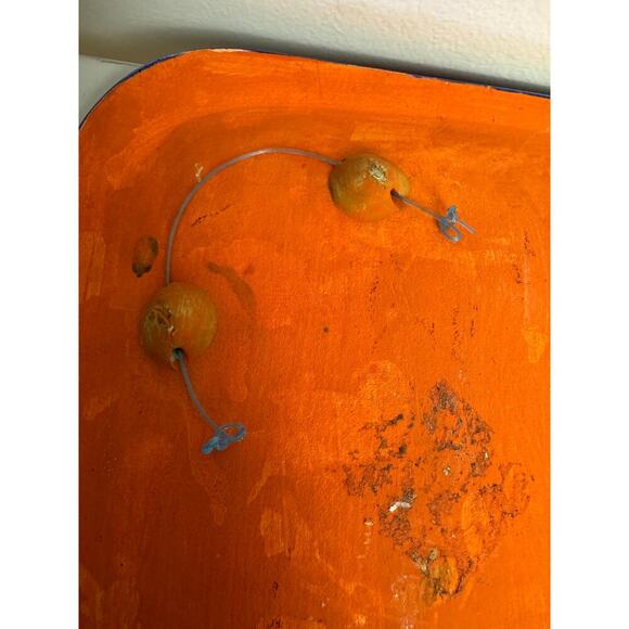 Angel Hand Painted Pottery Platter Wall Hanger 13” Harvest Angel Star Moon Birds - Picture 7 of 9